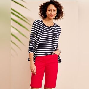 Talbots Black and White Striped Cardigan